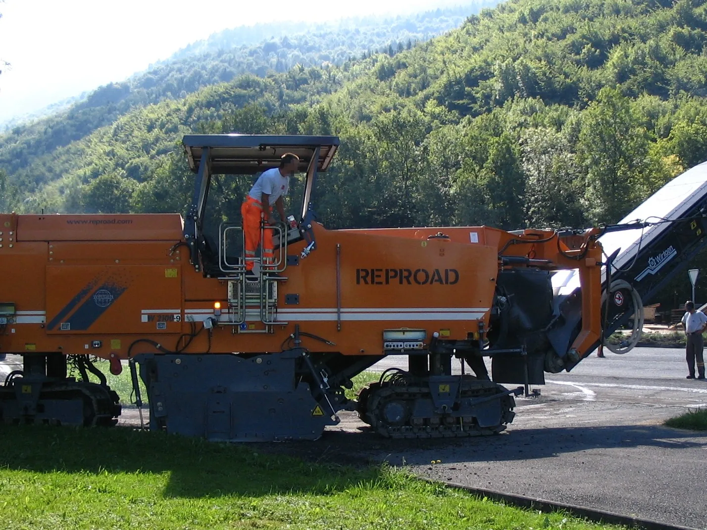 Asphalt paver on a road construction project